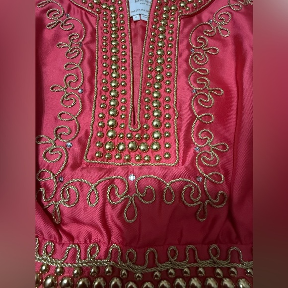 Kate Spade Embellished Silk Blend Dress coral 6 - Picture 3 of 12